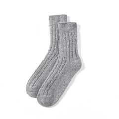 Solid-color thick cashmere mid-calf socks