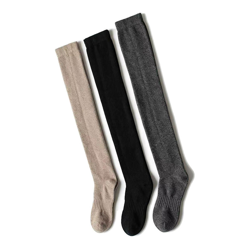 Solid-color cashmere knee-high socks