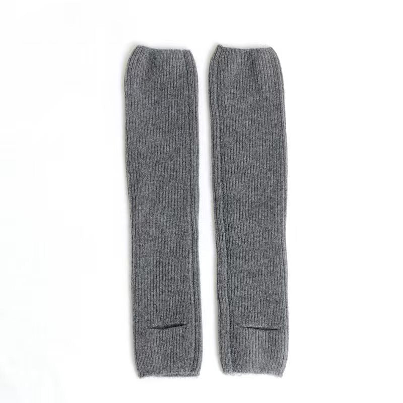 Solid-color stretch cashmere stirrup slouch socks